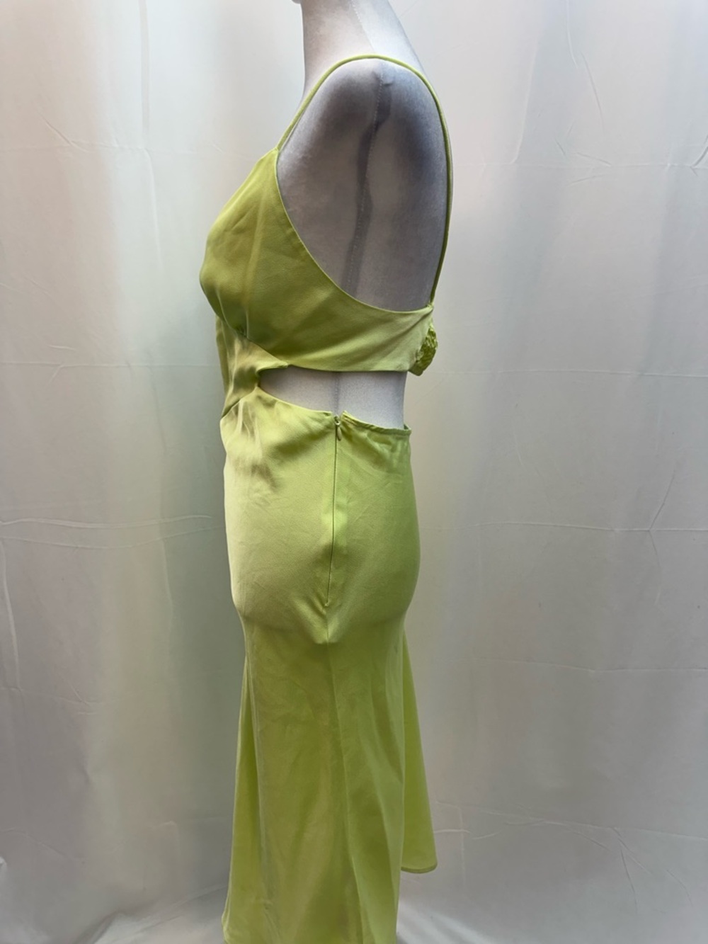 Boohoo Lime Green Satin Like Slip Midi Dress 4 - Picture 3 of 4